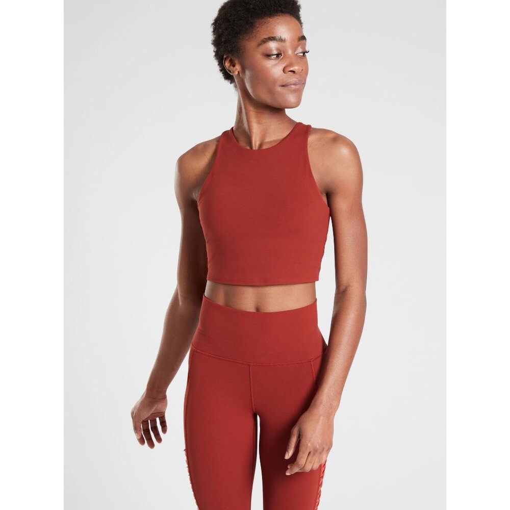Athleta Sz. S Conscious Twist Crop in Powervita A-C in Russet Brown/Etruscan Red